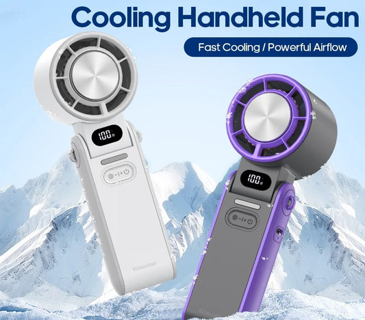 户外折叠便携手持风扇迷你制冷可充电3600毫安100级无级调节高速涡轮风扇